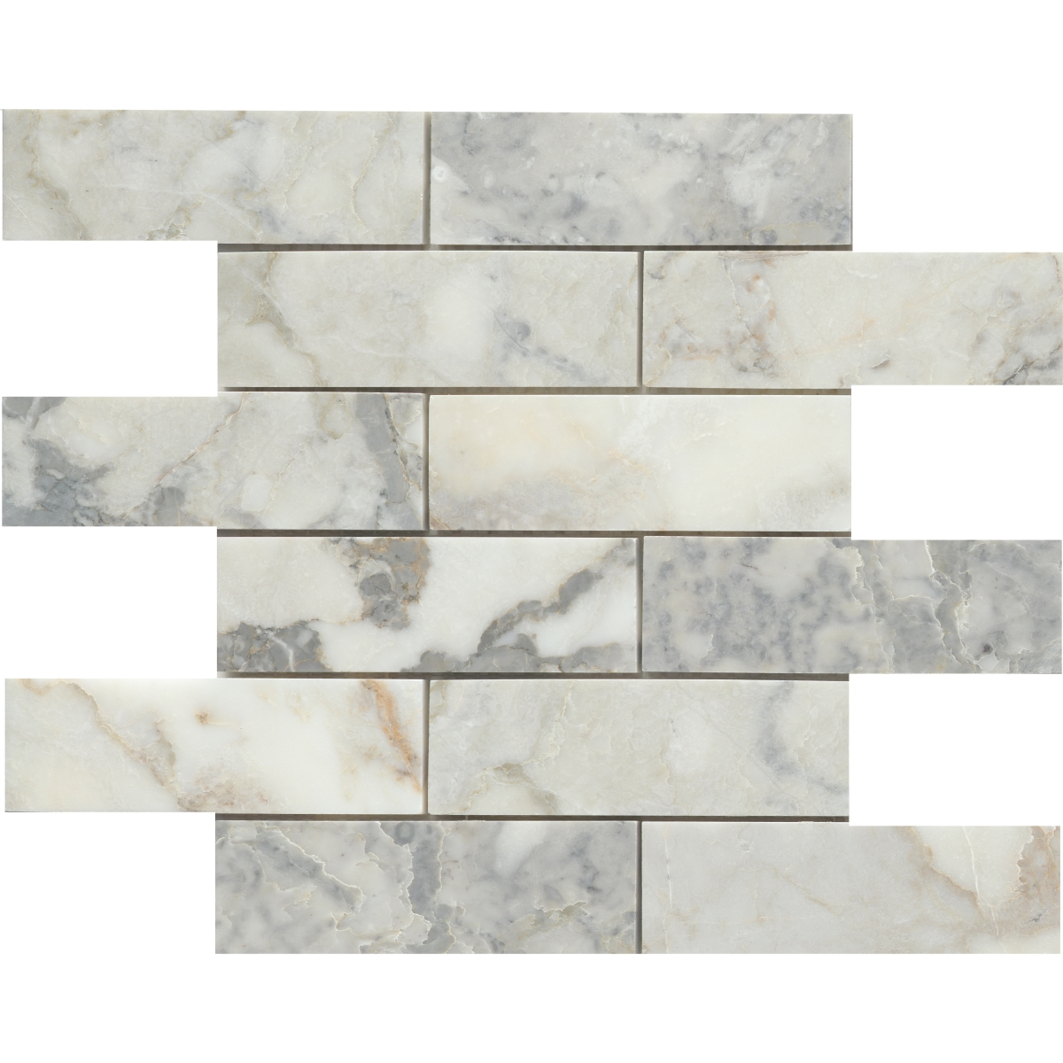 Calacata Honed Offset Mosaic