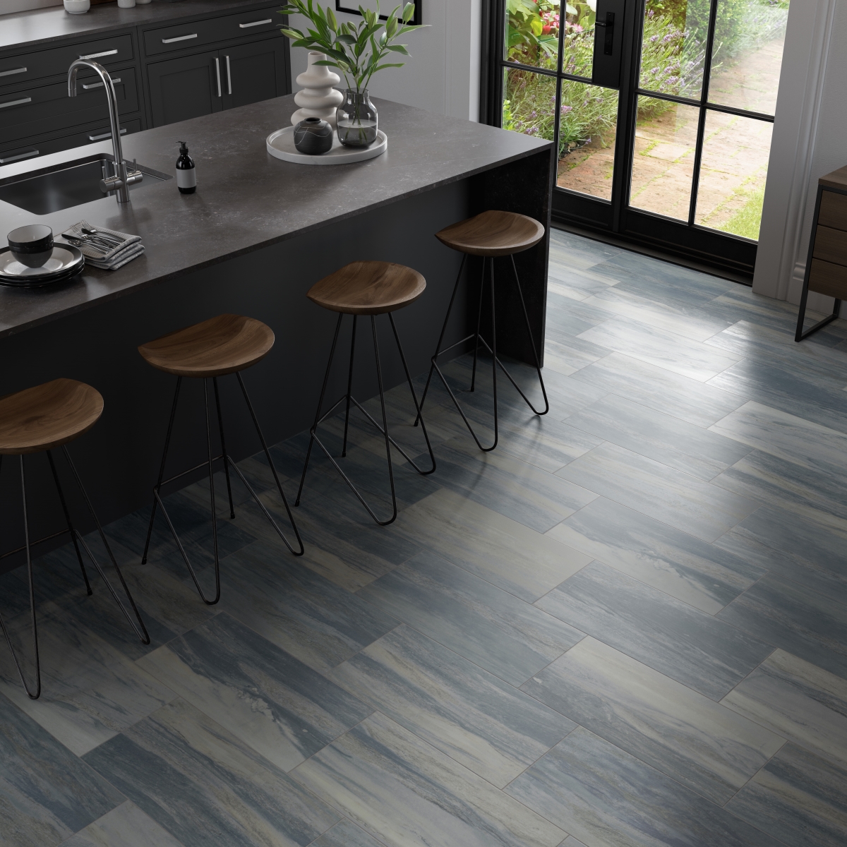 Kudos Rectified Porcelain Tile in Perla and Indigo colors, 12x24 size, matte finish, rectangle shape, ideal for various applications