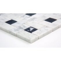 MARBLE - 0.5X1/12X12, BLACK BIANCO GIOIA, HONED