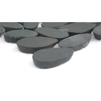 RIVERA PEBBLES - 12X12, BLACK FLAT, HONED