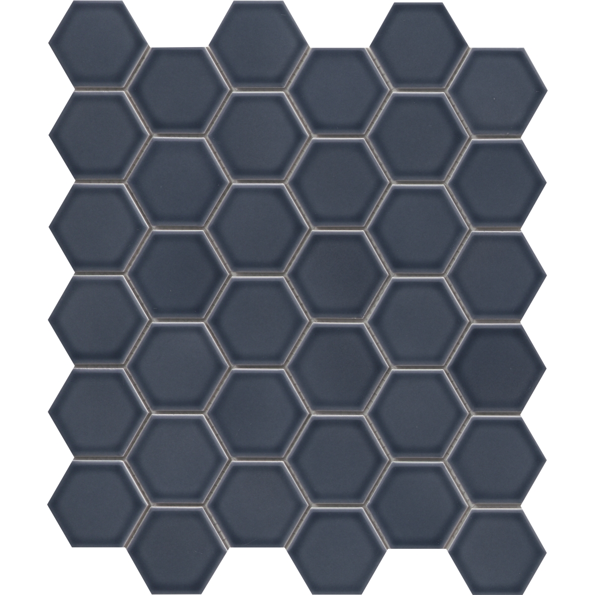 Savvy Glossy 2 Hexagon Mosaic Tile in Pewter, Navy, Silver, White & Oat, 2x2/11x12 Porcelain, Glossy Finish