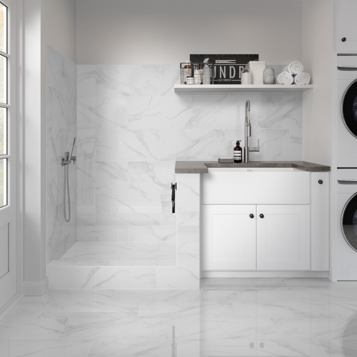 Serendra Rectified Polished Porcelain Tile in Zara color, 31x31 size, polished finish