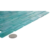 SWIRL - 1X2/12X12, TEAL, GLOSSY