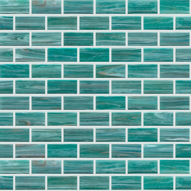 SWIRL - 1X2/12X12, TEAL, GLOSSY