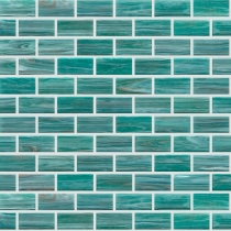 SWIRL - 1X2/12X12, TEAL, GLOSSY