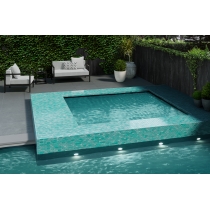 SWIRL - 1X2/12X12, TEAL, GLOSSY