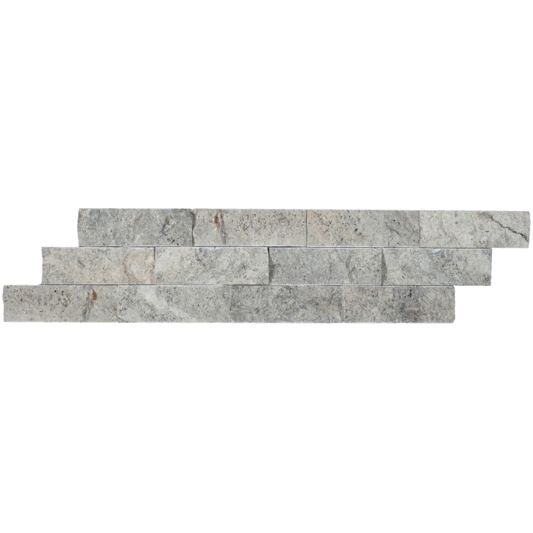Travertine - 6X24 Silver, Silver, Splitface