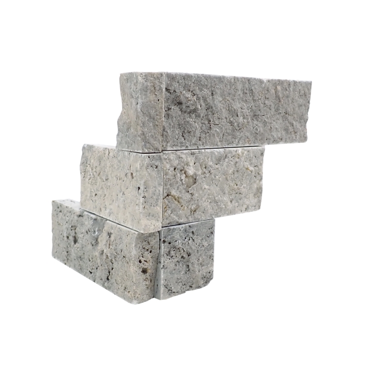 Travertine - 6X6 Silver, Silver, Splitface