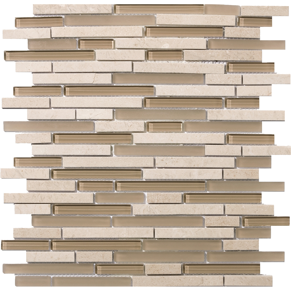 LUCENTE - 12X13 LINEAR STONE & GLASS BLEND, MURANO, GLOSSY/MATTE