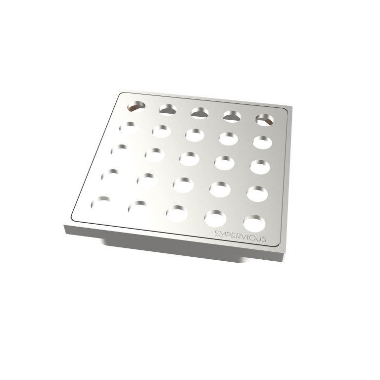 EMPERVIOUS 4" DRAIN GRATE AND FRAME - POLISHED CHROME